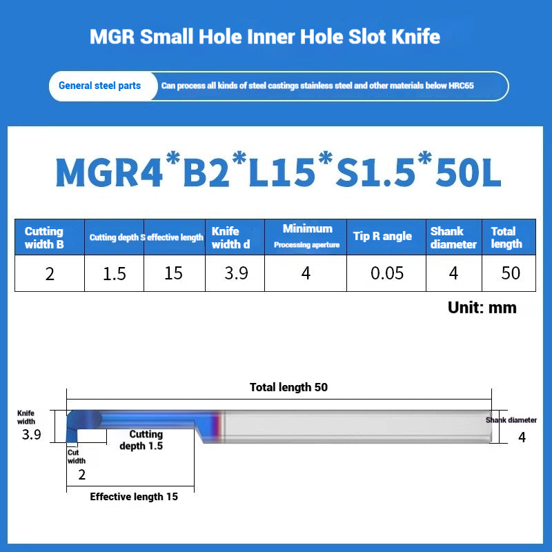 1134-MGR small bore groove cutter wear-resistant micro groove hook cutter CNC tungsten steel alloy small bore cutting groove turning tool Shandong Denso Pricision Tools Co.,Ltd.